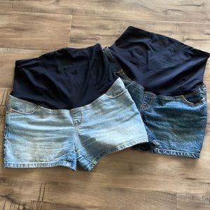 Isabel Maternity size 4 midi shorts - light and dark wash